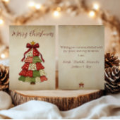 Oude patchwork kerstboom kerstkaart
