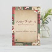 Oude Patchwork Kerstkaart Vanuit Ons Thuis (Staand voorkant)