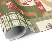 Oude patchwork Kerstmis Rood & Groen Cadeaupapier (Rol Hoek)