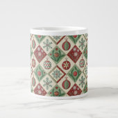 Oude Patchwork Quilt Kerstpatroon Grote Koffiekop (Voorkant)