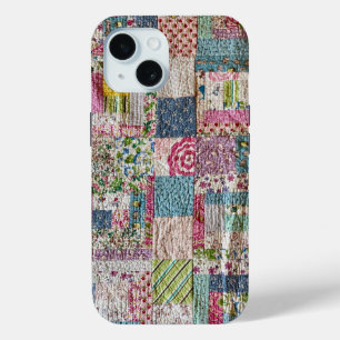 Oude patchwork quilt telefoonhoes iPhone 15 case