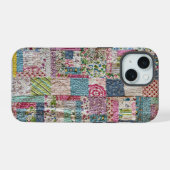 Oude patchwork quilt telefoonhoes iPhone 15 case (Achterkant horizontaal)
