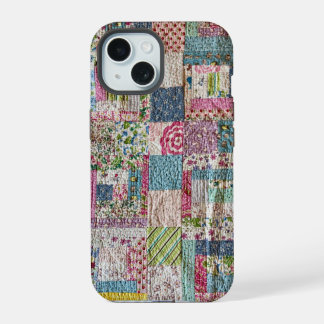 Oude patchwork quilt telefoonhoes iPhone 15 case