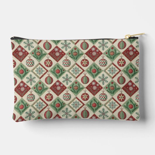 Oude Patchwork Quilted Kerstpatroon Etui (Achterkant)