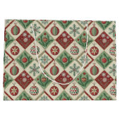 Oude Patchwork Quilted Kerstpatroon Op Maat Groot Cadeauzakje (Achterkant)