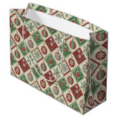 Oude Patchwork Quilted Kerstpatroon Op Maat Groot Cadeauzakje (Achterkant Gekanteld)