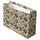 Oude Patchwork Quilted Kerstpatroon Op Maat Groot Cadeauzakje (Voorkant Gekanteld)