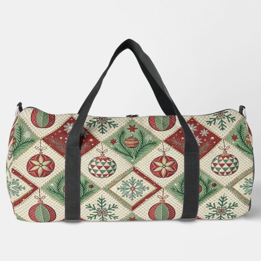 Oude Patchwork Quilted Kerstpatroon Plunjezak (Voorkant)