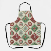 Oude Patchwork Quilted Kerstpatroon Schort (Voorkant)