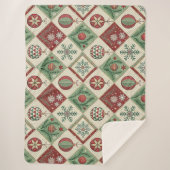 Oude Patchwork Quilted Kerstpatroon Sherpa Deken (Voorkant)