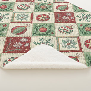 Oude Patchwork Quilted Kerstpatroon Sherpa Deken
