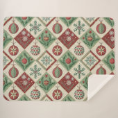 Oude Patchwork Quilted Kerstpatroon Sherpa Deken (Voorkant (horizontaal))