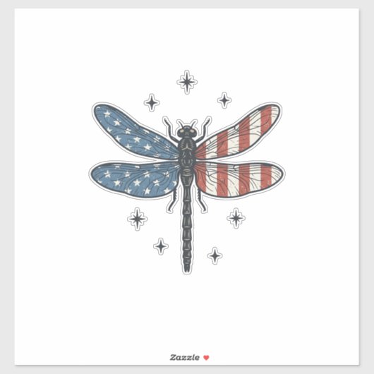 Oude Patriotische Libelle Vector T-shirt Ontwerp_1 Sticker (Vel)