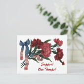 Oude Patriotische Lint Bloemen Steun de Troepen Briefkaart (Staand voorkant)