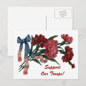 Oude Patriotische Lint Bloemen Steun de Troepen Briefkaart (Voorkant / Achterkant)