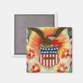 Oude patriottische adelaar en Amerikaanse vlag op  Magneet (Voorkant / Achterkant)