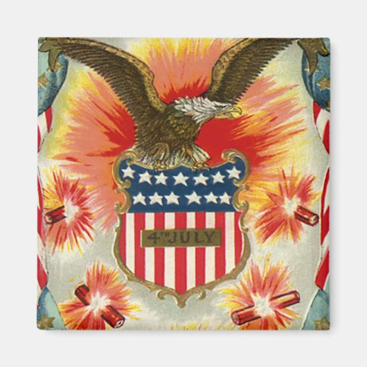 Oude patriottische adelaar en Amerikaanse vlag op  Magneet (Voorkant)