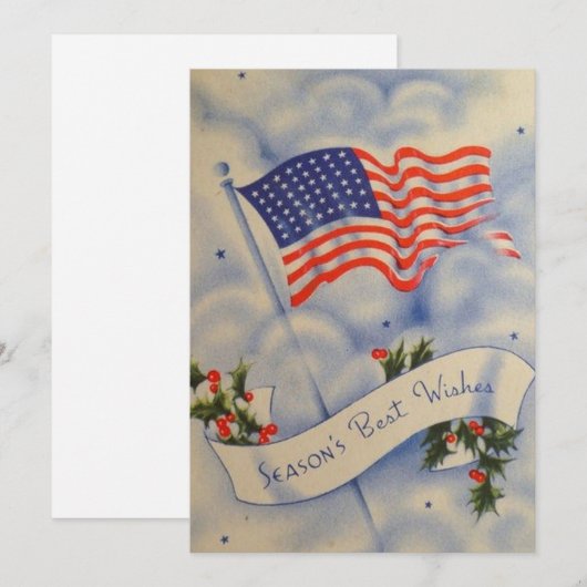 Oude Patriottische Amerikaanse Vlag Kerstvakantie Feestdagenkaart (Voorkant / Achterkant)