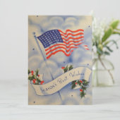 Oude Patriottische Amerikaanse Vlag Kerstvakantie Feestdagenkaart (Staand voorkant)