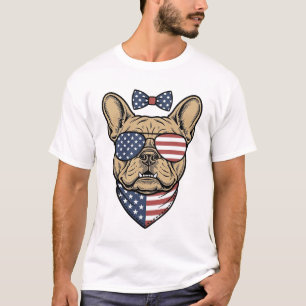 Oude Patriottische Franse Bulldog Vector Kunst_1 T-shirt