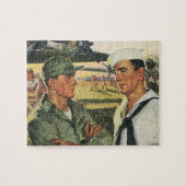 Oude patriottische helden, militairen in uniform legpuzzel (Horizontaal)