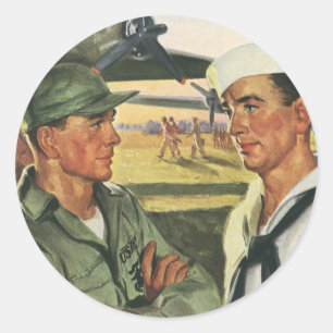 Oude patriottische helden, militairen in uniform ronde sticker