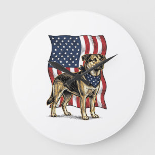 Oude Patriottische Hond Vlag Vector T-shirt Ontwer Grote Klok