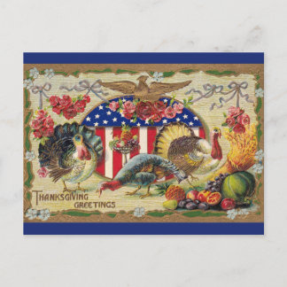 Oude Patriottische Kalkoen Vlag Adelaar Thanksgivi Briefkaart