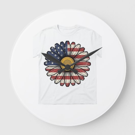 Oude Patriottische Madeliefjes Bloem Vector Design Grote Klok (Voorkant)