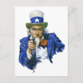 Oude Patriottische Oom Sam met Sterrenhoed en Gewe Briefkaart (Voorkant)