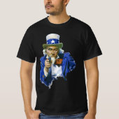 Oude Patriottische Oom Sam met Sterrenhoed en Gewe T-shirt (Voorkant)