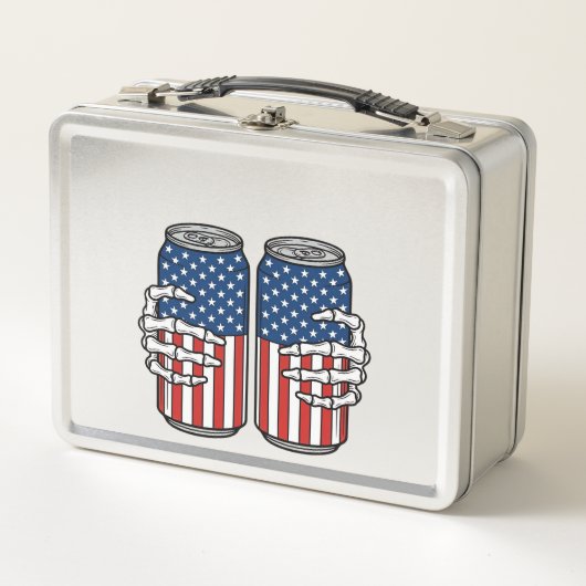 Oude Patriottische Skelet Handen die Blikjes Vasth (Voorkant)