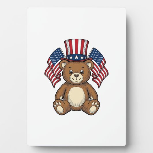 Oude Patriottische Teddybeer Vectorontwerp_1 Fotoplaat (voorkant)
