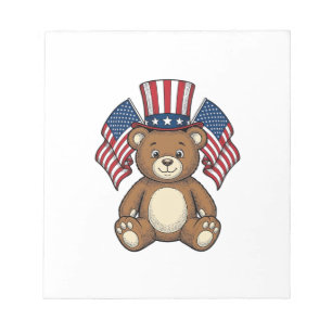Oude Patriottische Teddybeer Vectorontwerp_1 Notitieblok