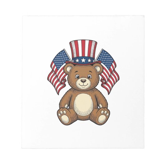 Oude Patriottische Teddybeer Vectorontwerp_1 Notitieblok (Voorkant)