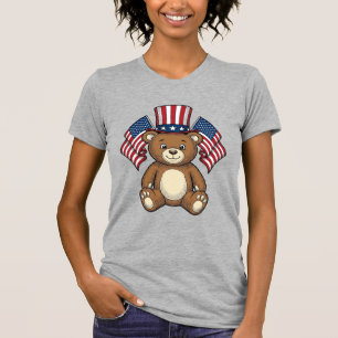 Oude Patriottische Teddybeer Vectorontwerp_1 T-shirt
