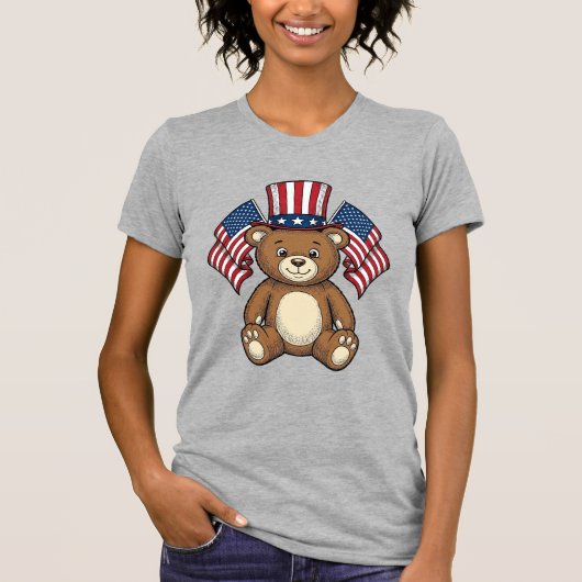 Oude Patriottische Teddybeer Vectorontwerp_1 T-shirt (Voorkant)