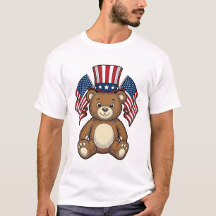 Oude Patriottische Teddybeer Vectorontwerp_1 T-shirt