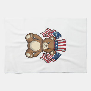Oude Patriottische Teddybeer Vectorontwerp_1 Theedoek