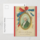 Oude Patriottische Verjaardag van George Washingto Briefkaart (Voorkant / Achterkant)