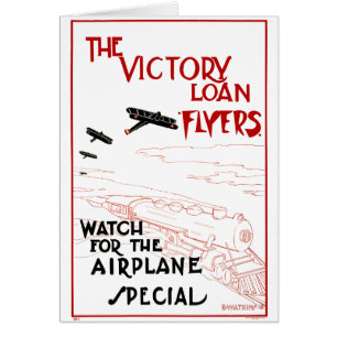 Oude patriottische Victory Loan-flyers Vliegtuigen