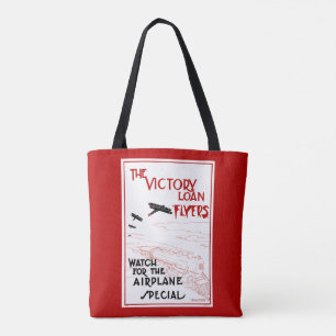 Oude patriottische Victory Loan-flyers Vliegtuigen Tote Bag
