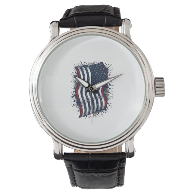 Oude Patriottische Vlag Overhemd Design_1 Horloge (Voorkant)