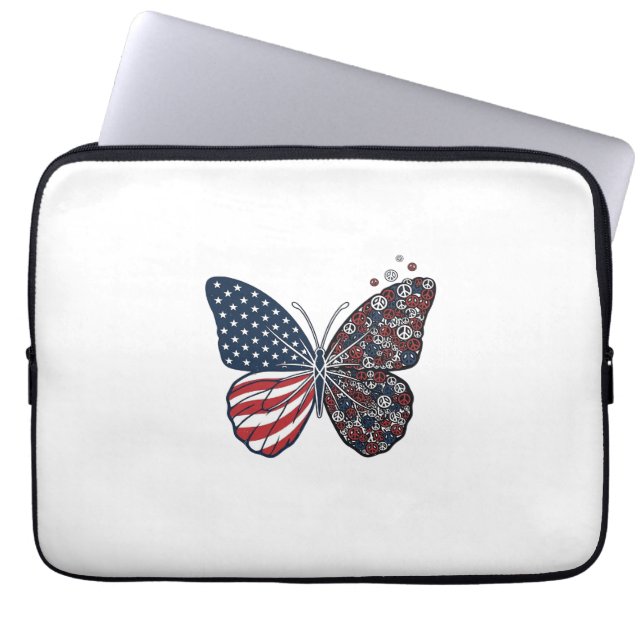 Oude Patriottische Vredesvlinder Vector Kunst_1 Laptop Sleeve (Voorkant)