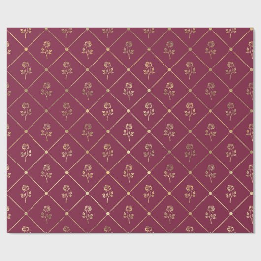 Oude patroon in paars en bordeauxrood uit Parijs m Cadeaupapier (Vlak)
