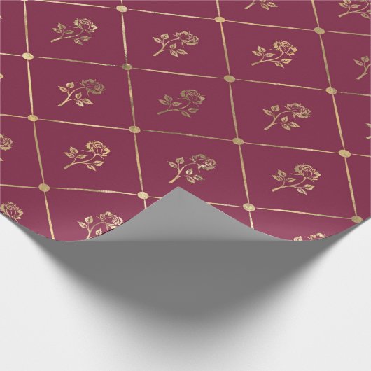 Oude patroon in paars en bordeauxrood uit Parijs m Cadeaupapier (Hoek)