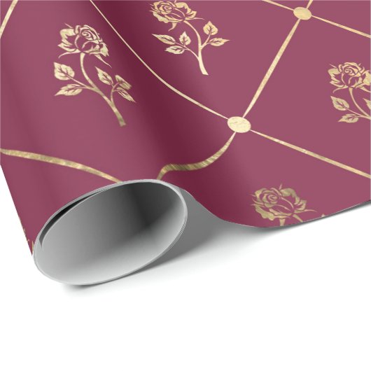 Oude patroon in paars en bordeauxrood uit Parijs m Cadeaupapier (Rol Hoek)