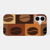 Oude patroon met espressobonen iPhone 16 hoesje (Achterkant horizontaal)