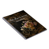 Oude patroonmap met afbeelding van fiets met bloem notitieboek (Rechterzijde)