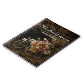 Oude patroonmap met afbeelding van fiets met bloem notitieboek (Linkerzijde)